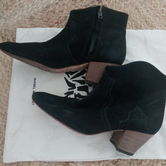 Isabel Marant Black Suede Ankle Boots - Picture 1 of 4